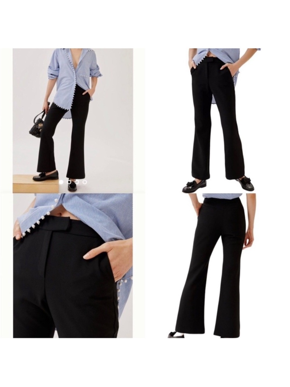 Anthropologie Exquise Pants Womens Black High Rise Flare Leg
